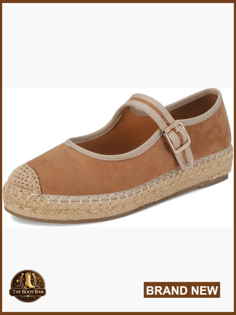 Women's Round Toe Mary Jane Espadrilles Platform Flat Woven Outsole Ballet Flat
